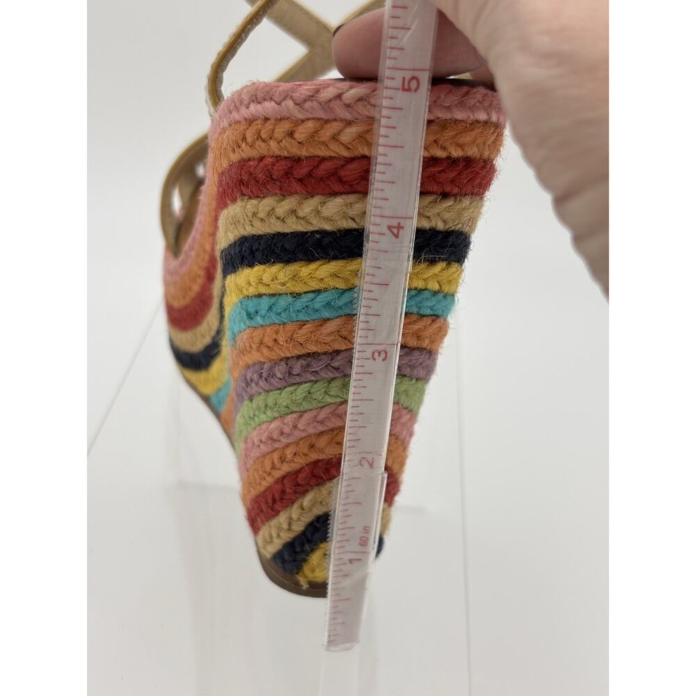 Kate Spade Lindsay Platform Wedge Rainbow Espadrille Sandal Gold Patent Size 6 - Picture 13 of 16